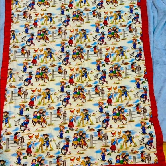 NWOT LITTLE COWBOY COWGIRL BLANKET 45”x54” HANDMADE GREAT FOR GIFT - Picture 2 of 3
